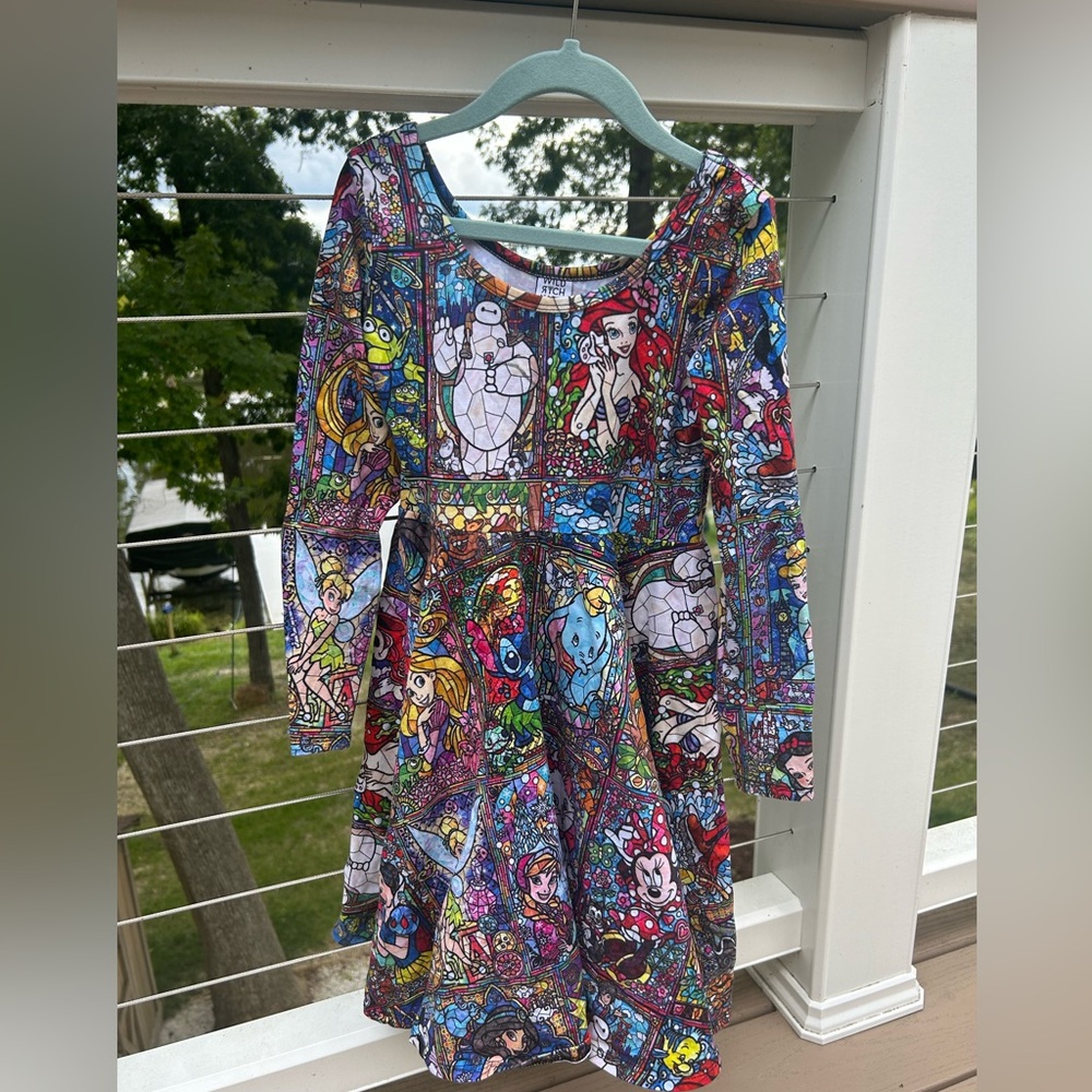 Wild Rich Kids Stained Glass long sleeve twirl dress